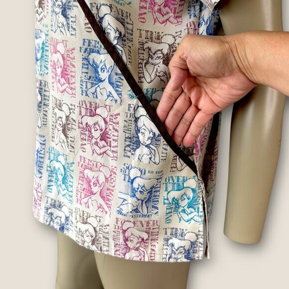 Disney Short Sleeve Medical Scrub Top Nurse Tinker Bell Women Size M Multicolor - Picture 6 of 11